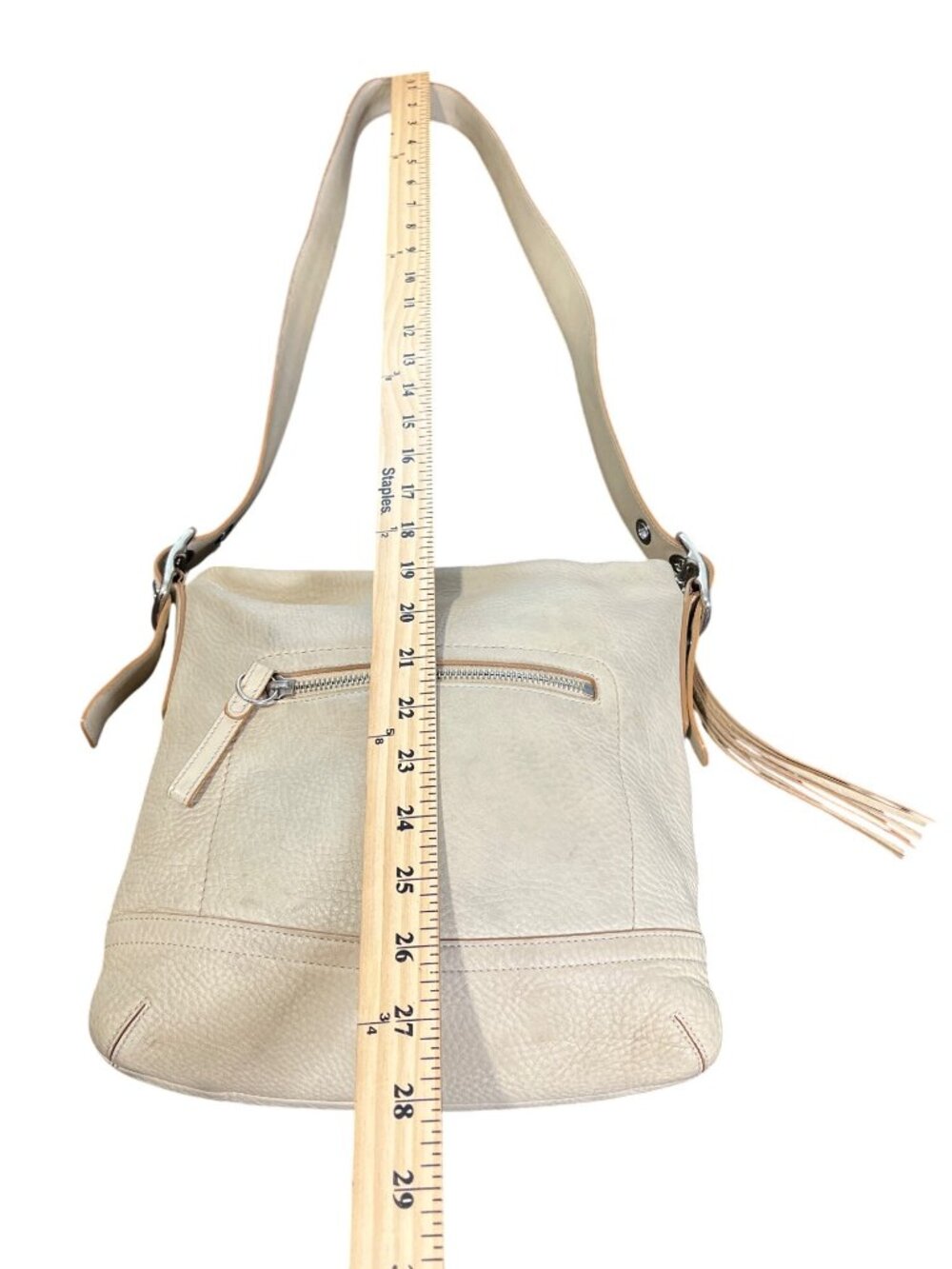 Coach Pebbled Leather Crossbody Bag With Front Zipper Pocket Messenger Beige - Picture 10 of 10